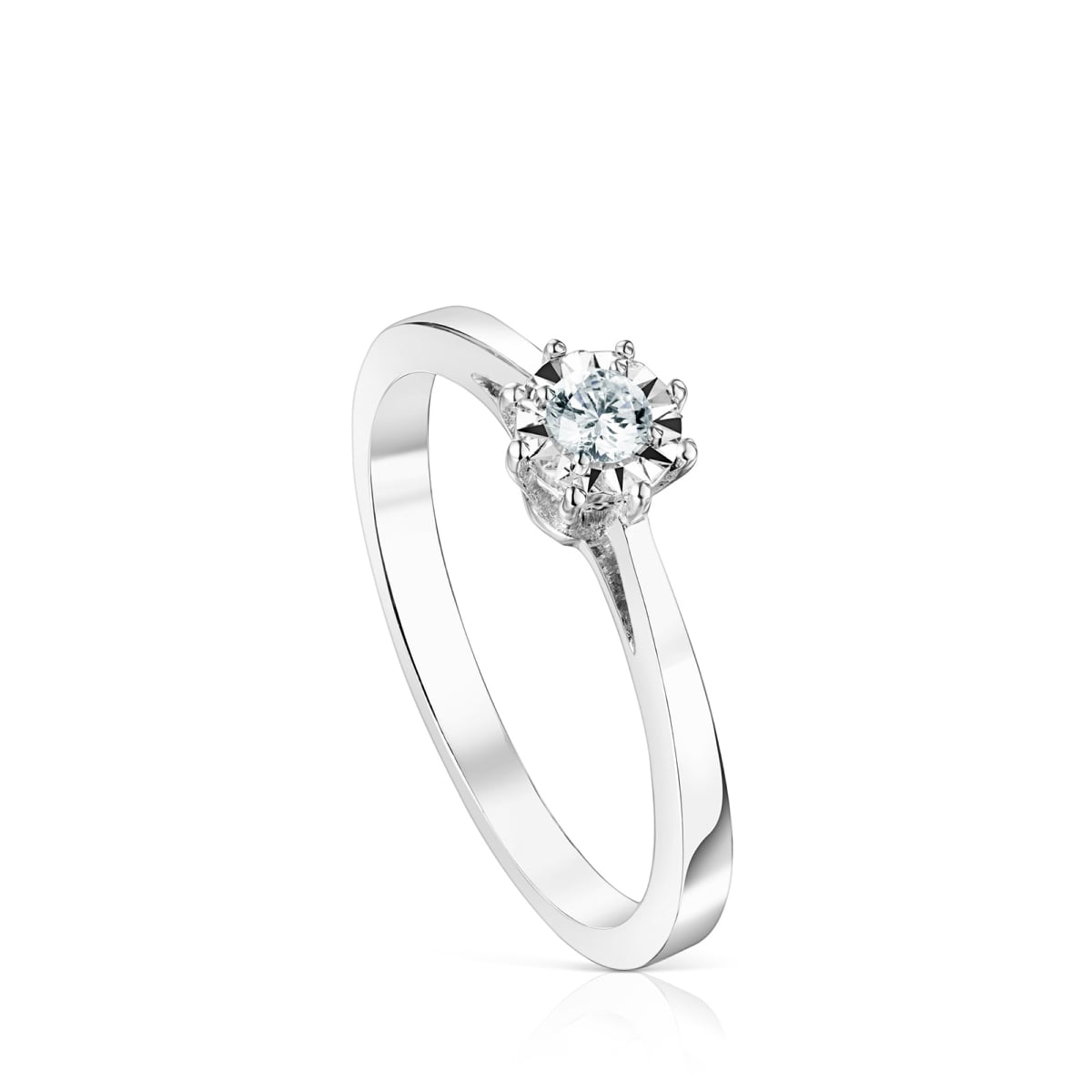 Tous - Anel Les Classiques Rosácea Pequena Em Ouro Branco E Diamantes Tamanho 5