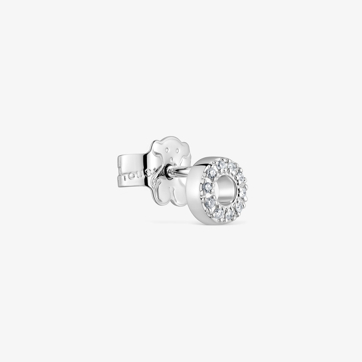 Tous - Brinco Solto Círculo Pequeno Em Ouro Branco Com Diamantes Tous Grain - Transparent