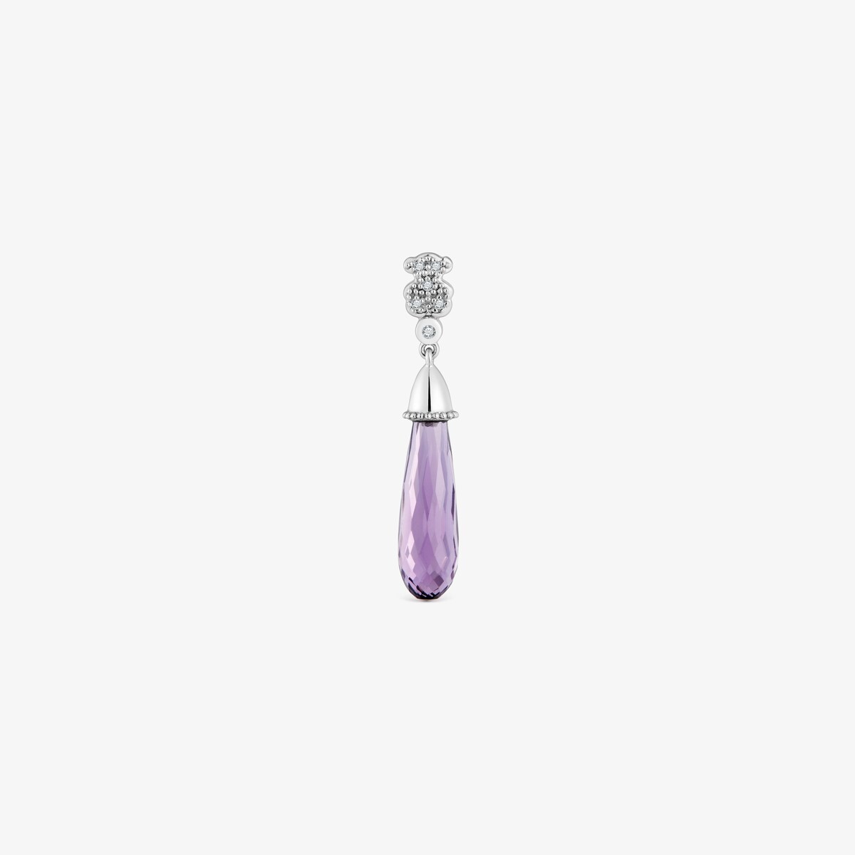 Tous - Brinco Solto Curto Urso Em Ouro Branco Com Diamantes E Ametista Tous Grain - Lilac