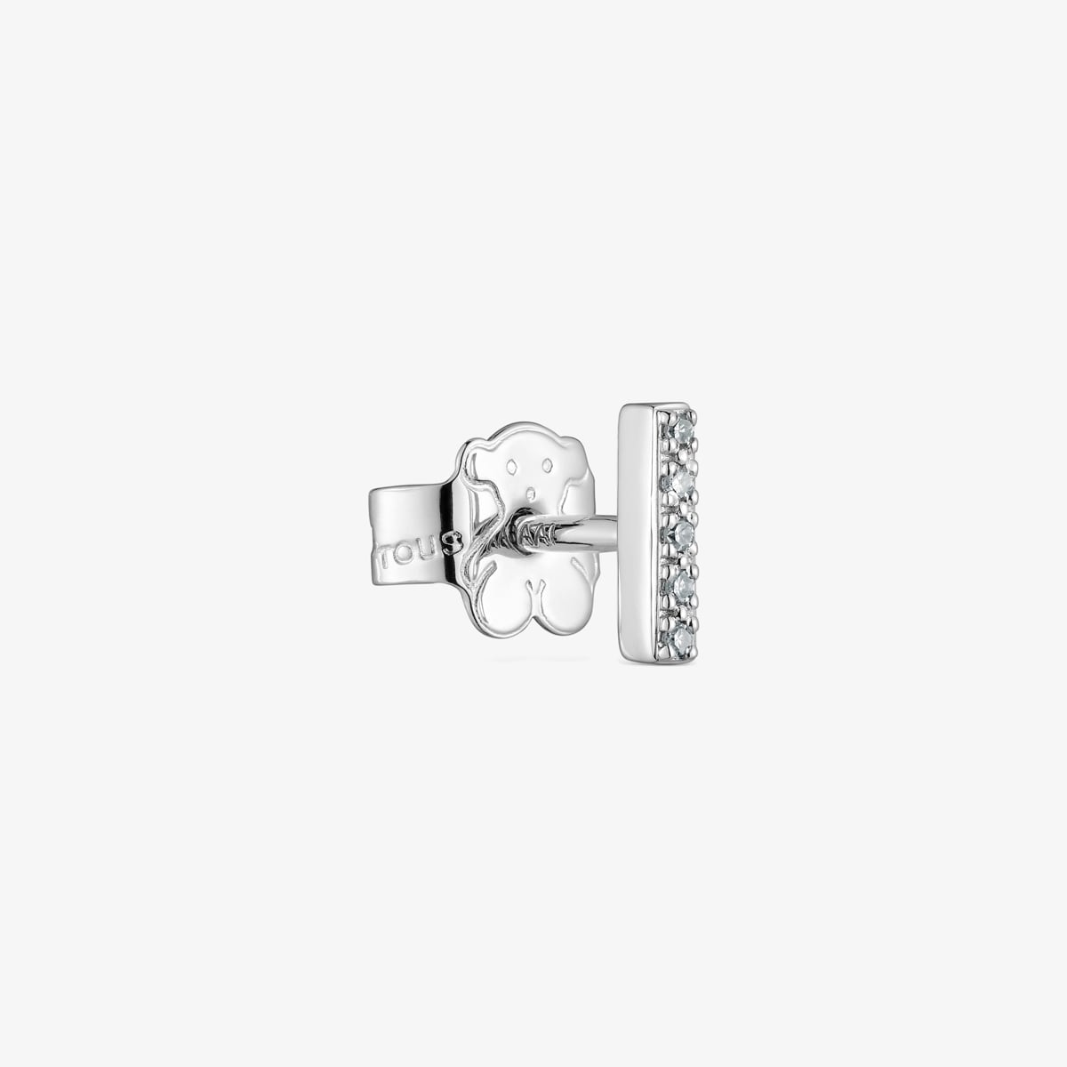 Tous - Brinco Solto Pequeno Tira Em Ouro Branco Com Diamantes Tous Grain - Transparent