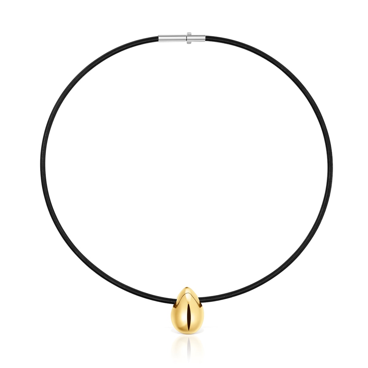 Tous - Kurze Halskette Mesh Tube Aus Gold Und Schwarzem Ip-Stahl Mit Tränenmotiv - Schwarz