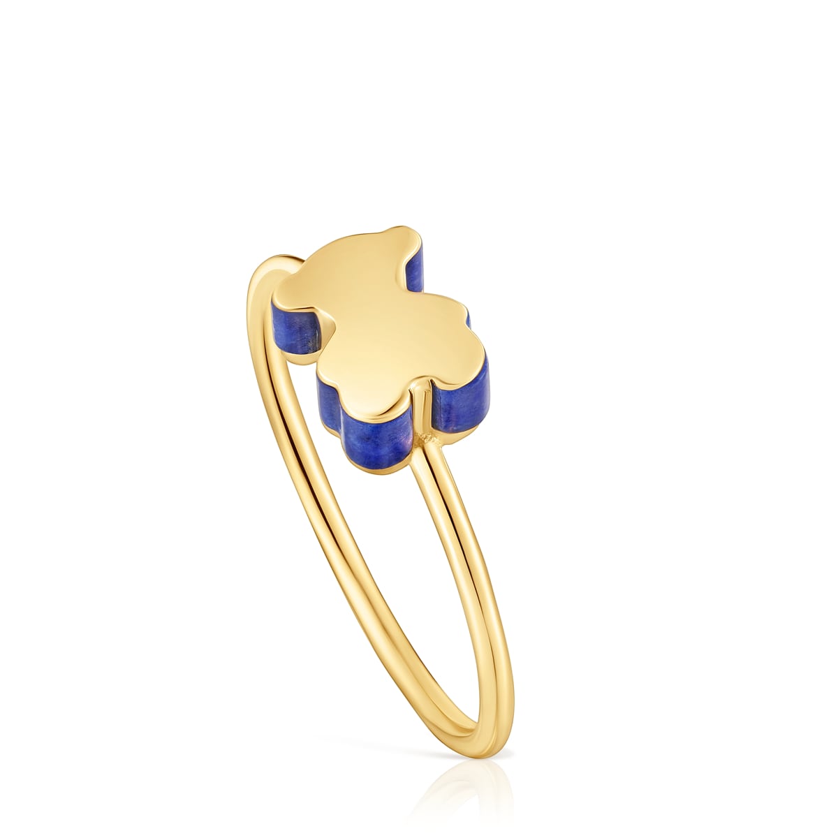 Tous - Ring Tous 1950 Aus Gold Mit Bärenmotiv Und Lapislazuli Größe N14