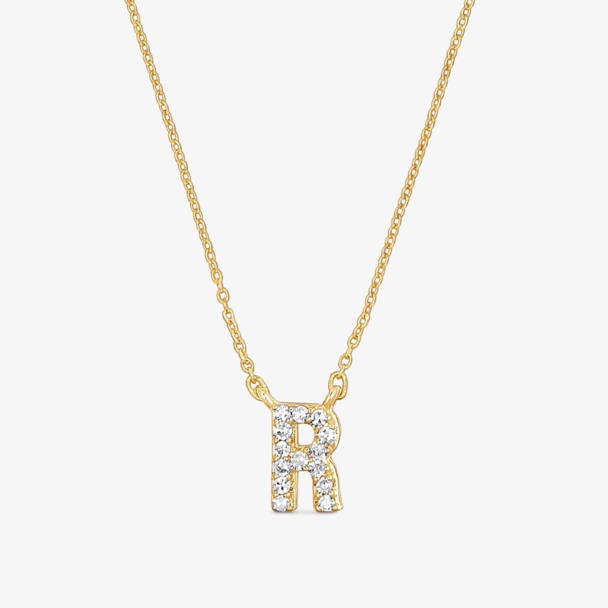 Tous - Krátky Zlatý Náhrdelník S Písmenom R S 0,05 Kt Diamantmi Alphabet -