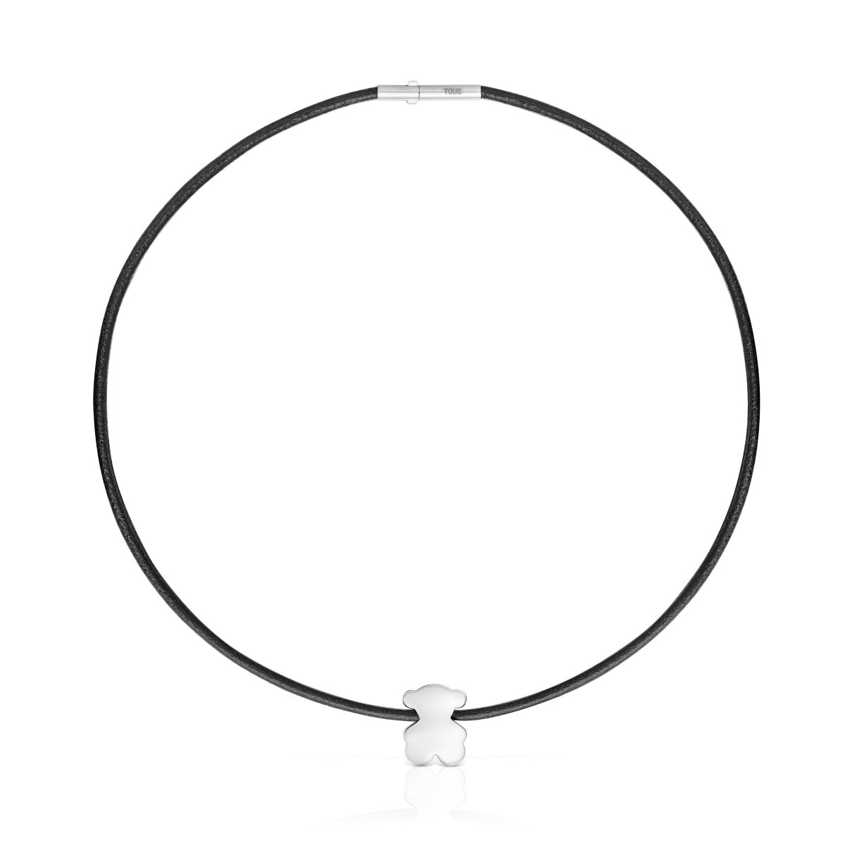 Tous - Colar Urso Em Prata E Borracha 18 Mm Bold Motif - Black