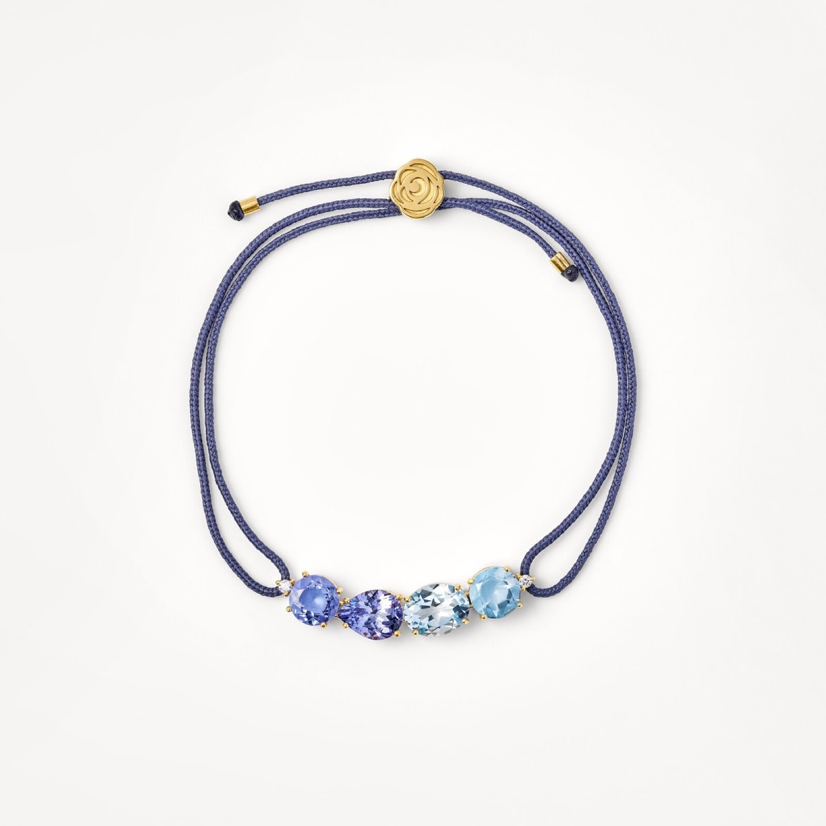Tous Mujer Azul - Pulsera De Oro Con Diamantes, Gemas Y Cordón Atelier