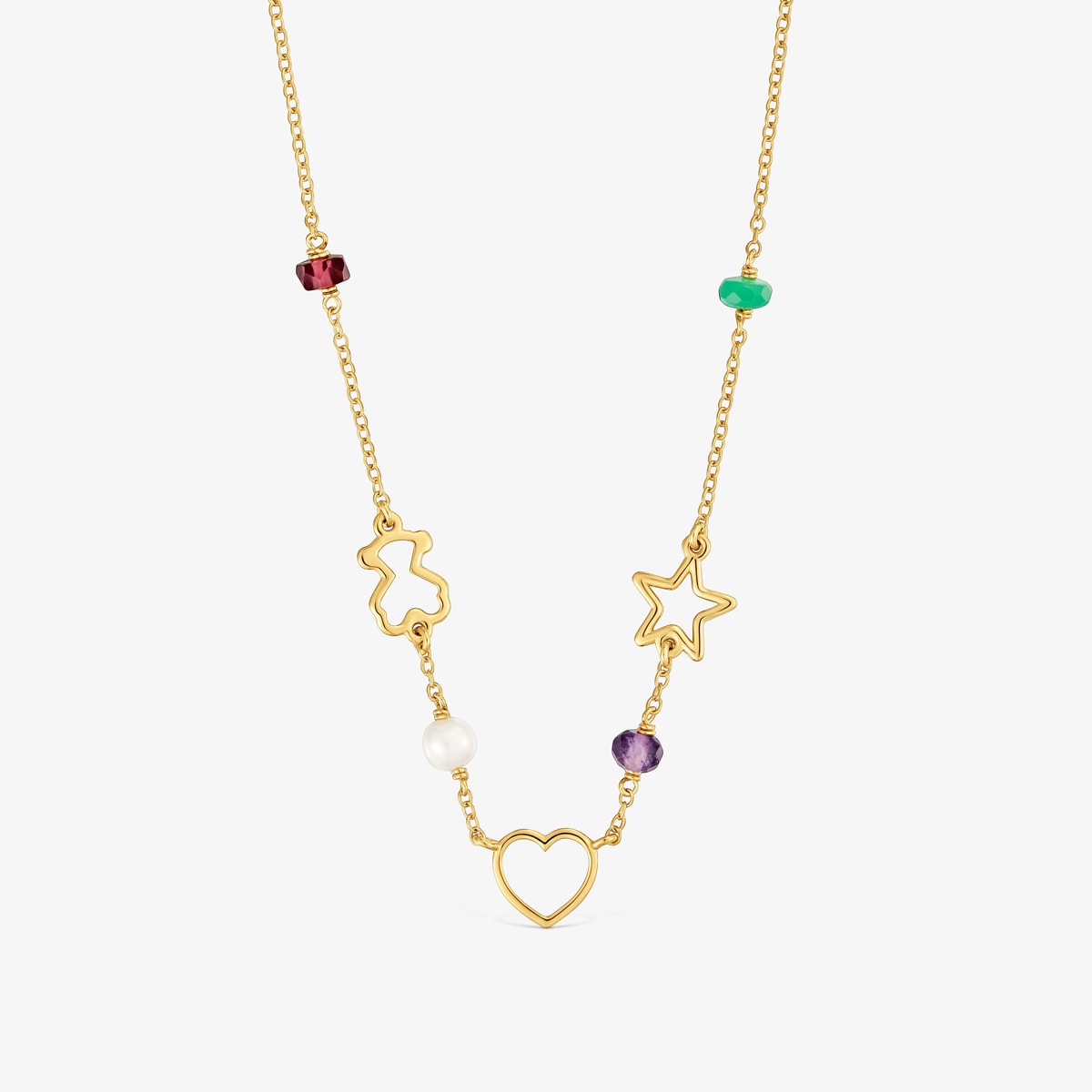 Tous - Colar Motivos Em Ouro De 9 K E Pedras Preciosas Tous Silueta - Multi