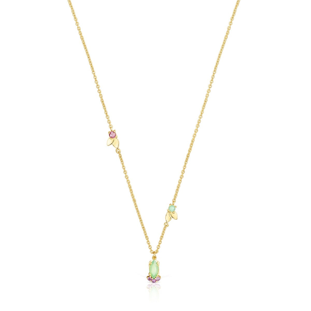Tous - Colar Fragile Nature Em Prata Vermeil E Pedras Preciosas - Golden