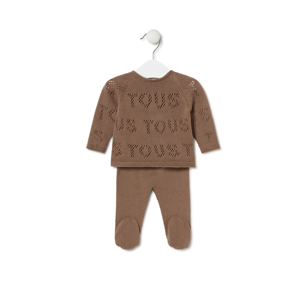 Tous - Knitted Baby Set In Tricot Tous Logo Beige - Beige