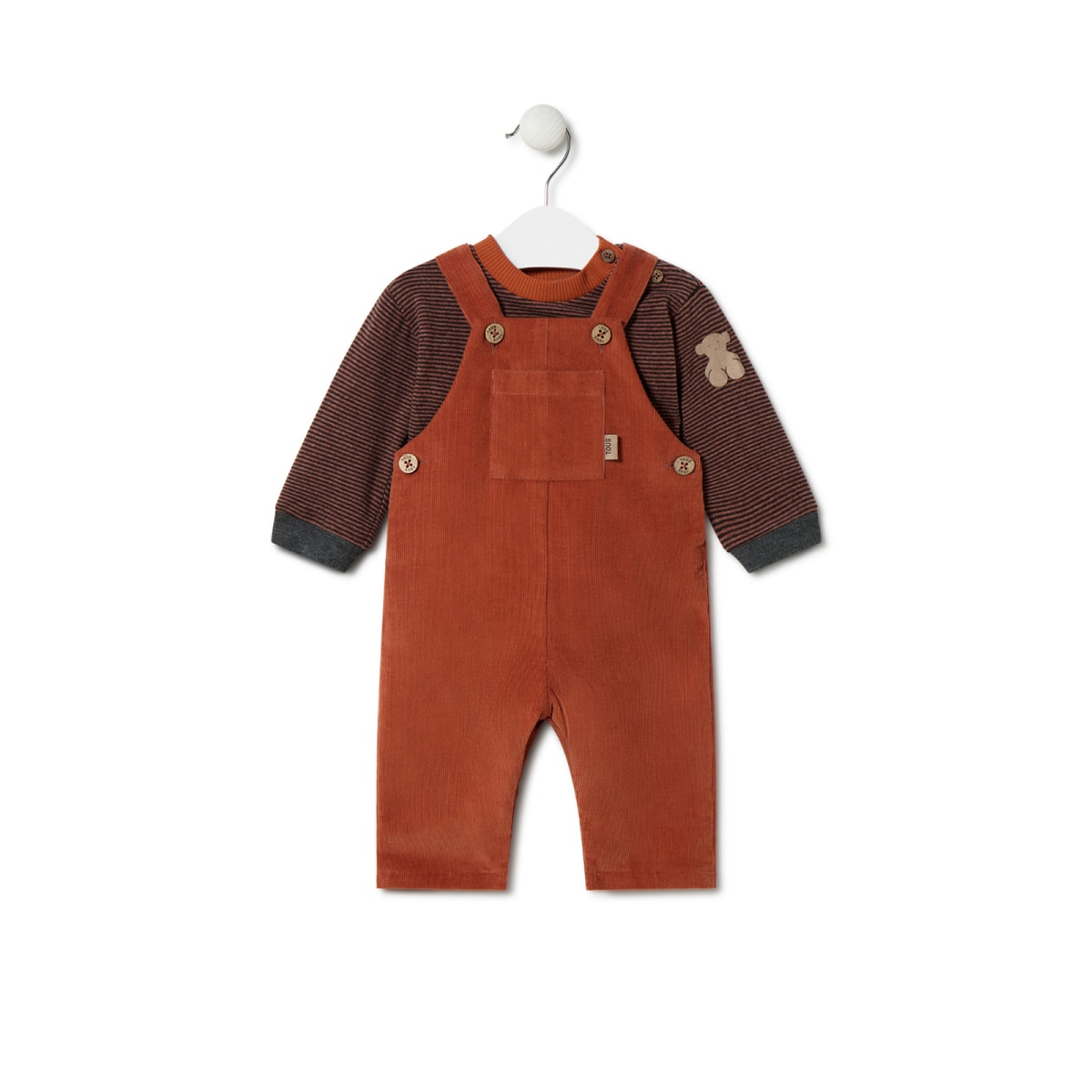 Tous - Conjunto De Niño A Rayas Y Liso Black Naranja -