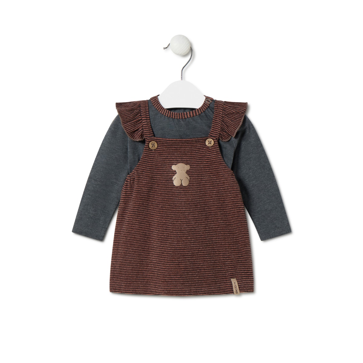 Tous - Conjunto De Niña A Rayas Y Liso Black Naranja -