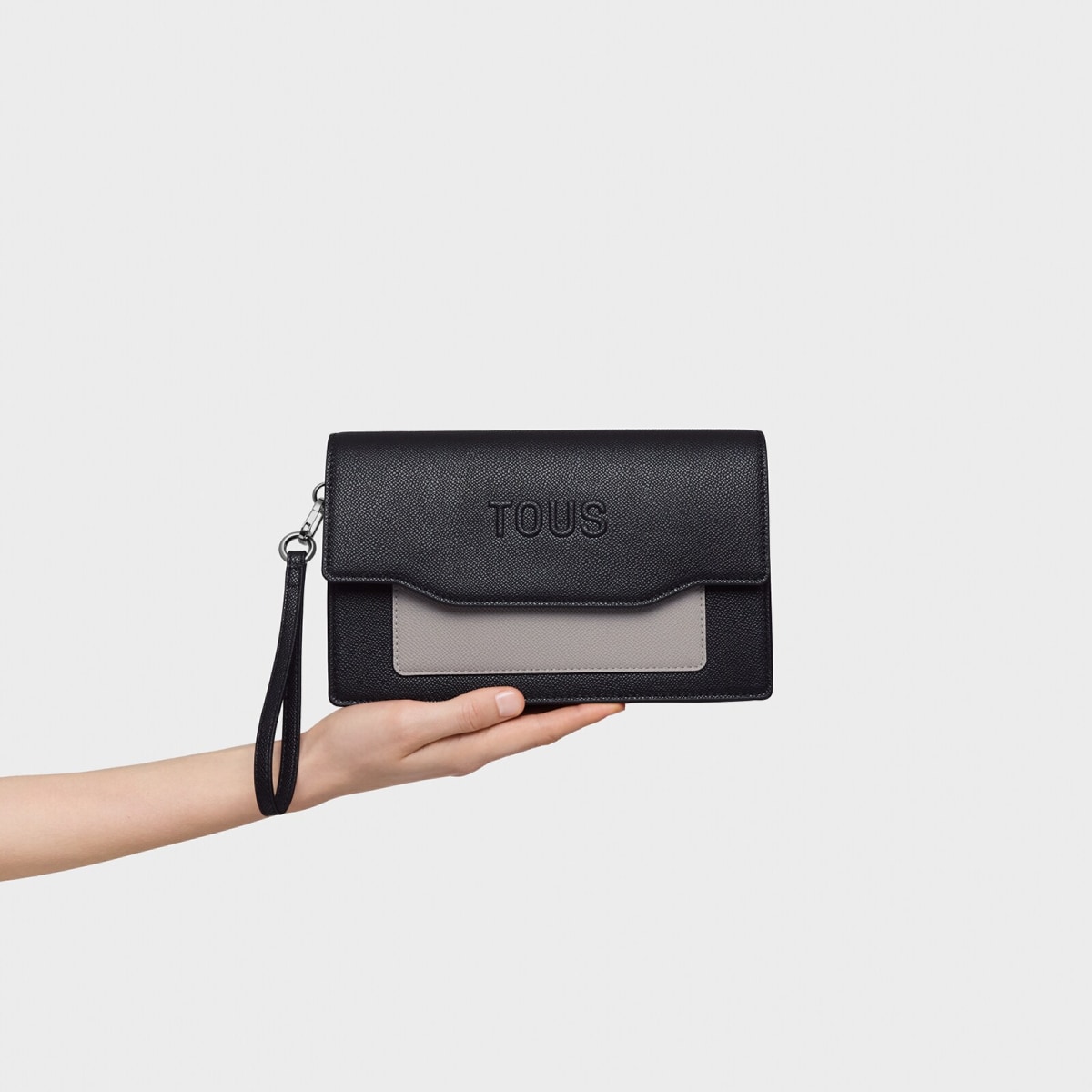 Tous - Clutch Preta E Cinzenta Audree Saffiano - Black