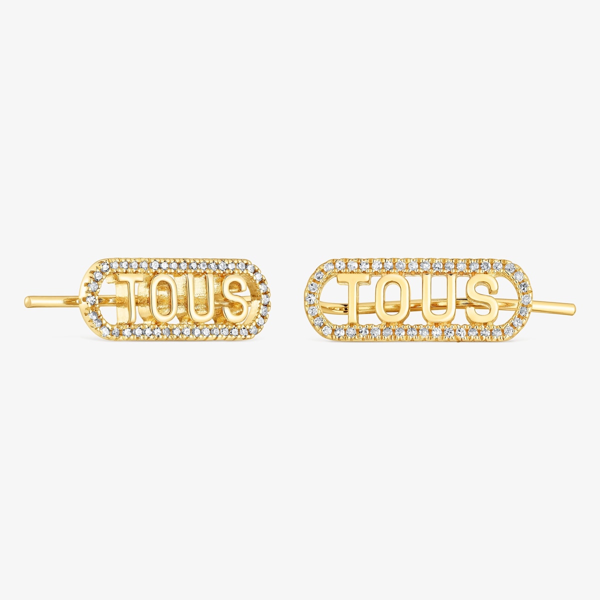 Tous - Brincos Trepadores Em Prata Vermeil E Diamantes Logo - Golden