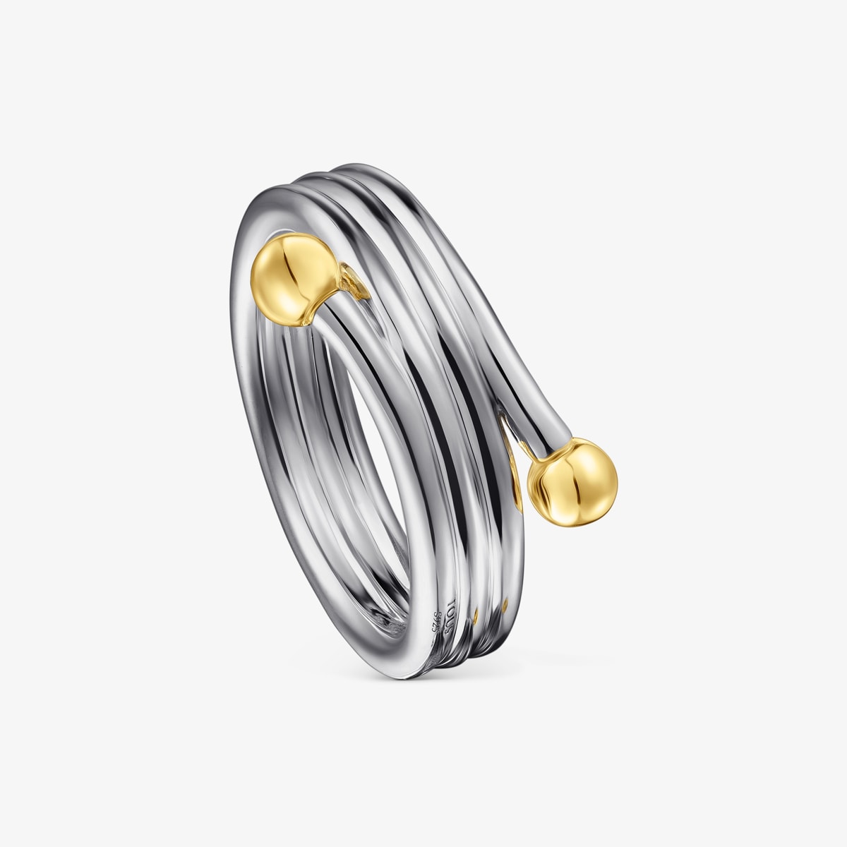 Tous - Anel Triplo Beach Em Dark Silver E Prata Vermeil Tamanho 14