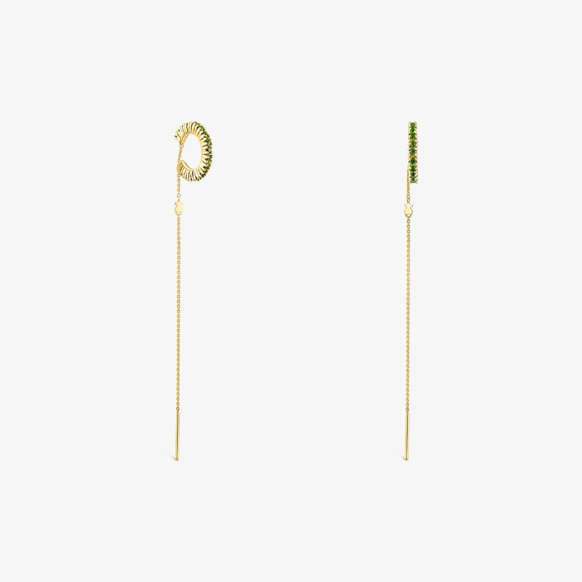 Tous - Brincos Tous Straight Earcuff Em Prata Vermeil E Cromodiópsido - Golden