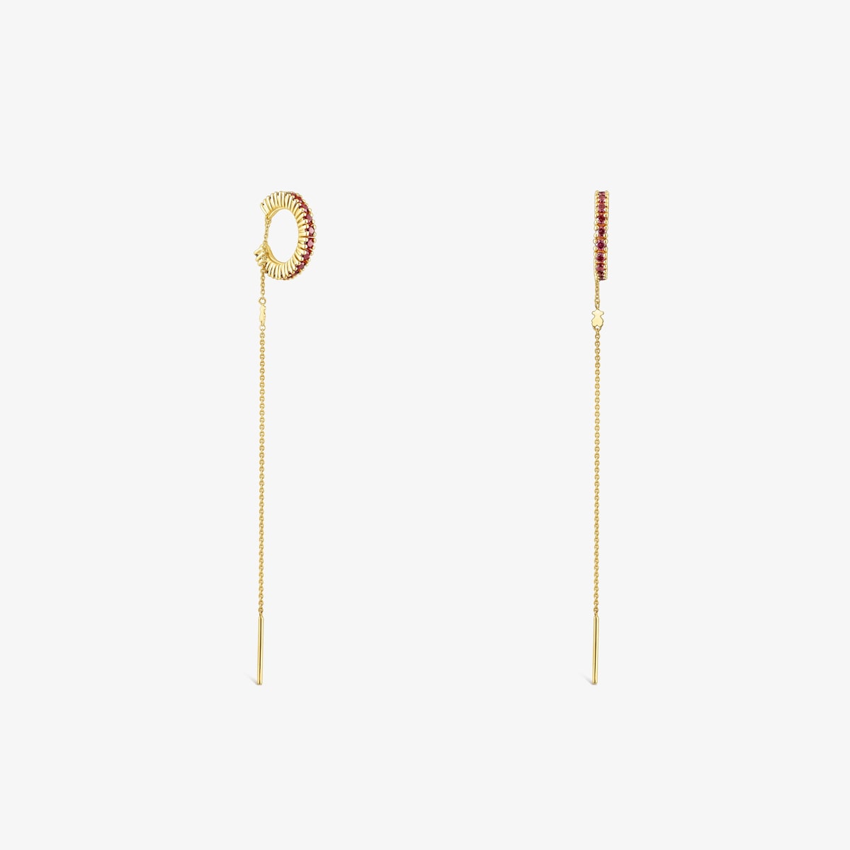 Tous - Brincos Earcuff Tous Straight Em Prata Vermeil E Rodolitas - Golden