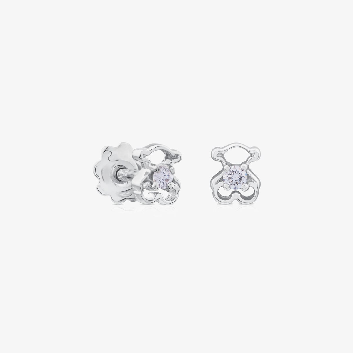 Tous - Brincos Silueta Em Ouro Branco Com Diamantes - Silver