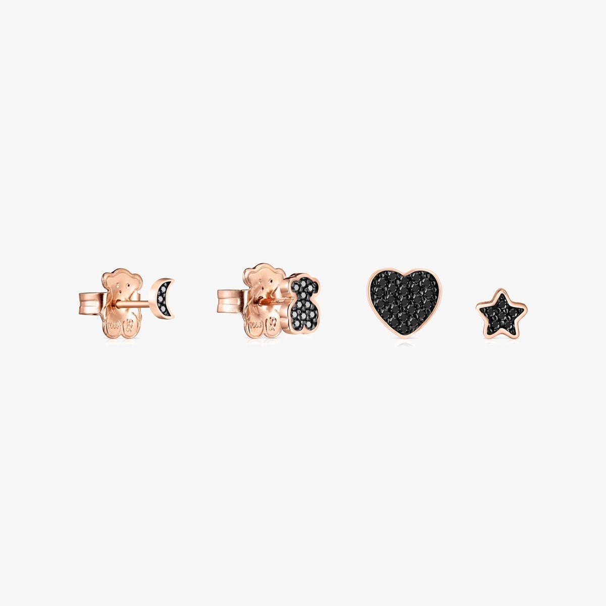 Tous - Pack De Brincos Motif Em Prata Vermeil Rosa Com Espinélios - Black