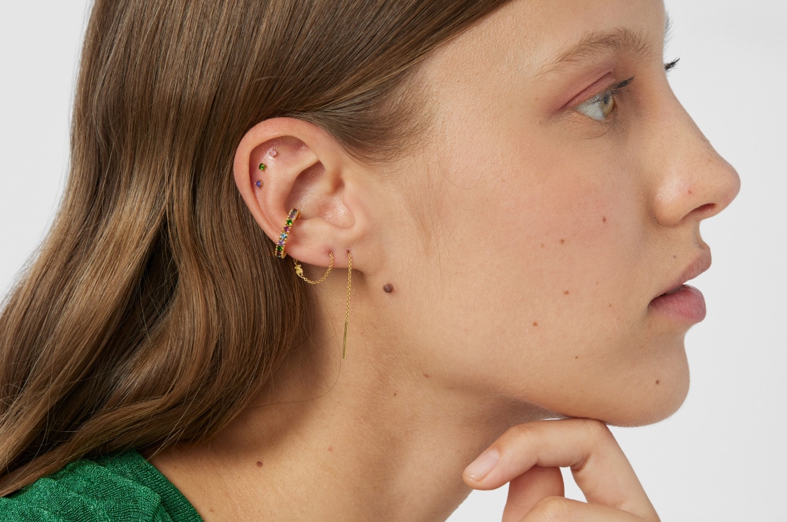 Gold TOUS St Tropez Spiral earrings with diamonds | TOUS