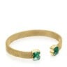 Gold-colored IP Steel Mesh Color Bracelet with Malachite