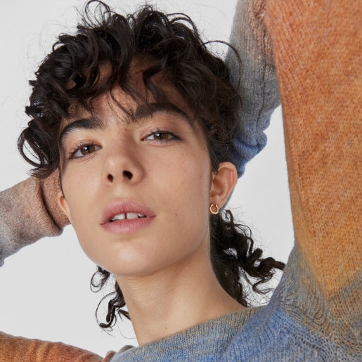 Aros en plata baño de oro 18 kt sobre plata herradura/trébol Good Vibes