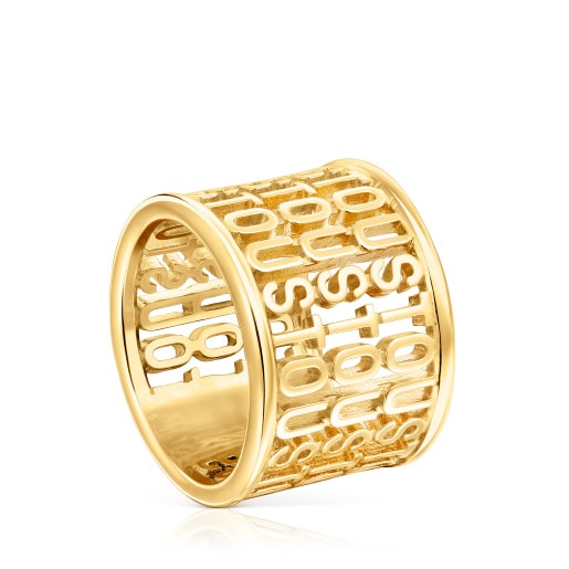 Breiter Ring Logo Aus Vermeil-Silber Größe N10
