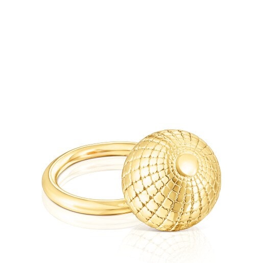 Anello con placcatura in oro 18 kt su sfera in argento con orsetti St Tropez Disco