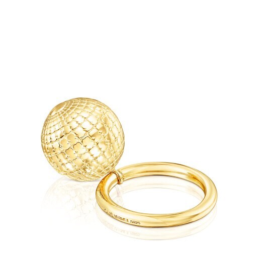 Anello con placcatura in oro 18 kt su sfera in argento con orsetti St Tropez Disco