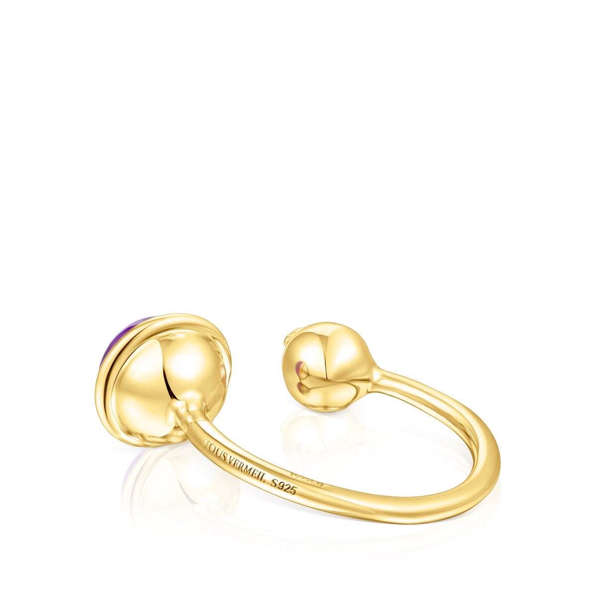 Silver vermeil Plump Open ring with amethyst | TOUS