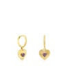 Silver vermeil heart Hoop earrings with rhodolite Iris Motif