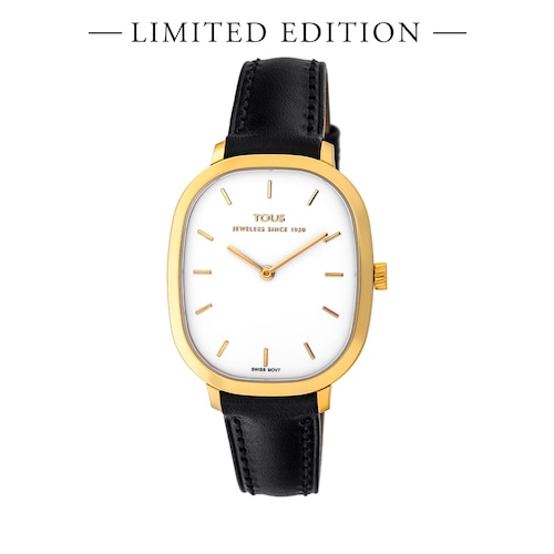 Reloj analógico Heritage de Oro con correa de piel negra - Edición limitada