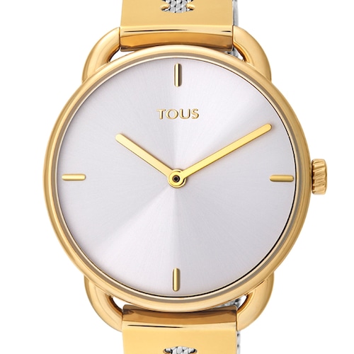 Montre Let Mesh bicolore en acier et acier IP dor&eacute;