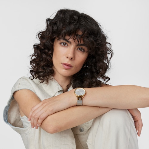 Montre Let Mesh bicolore en acier et acier IP dor&eacute;