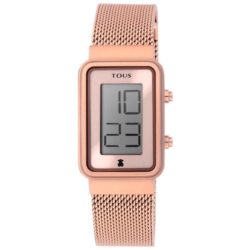 Reloj digital Digisquared Mesh de acero IP rosado