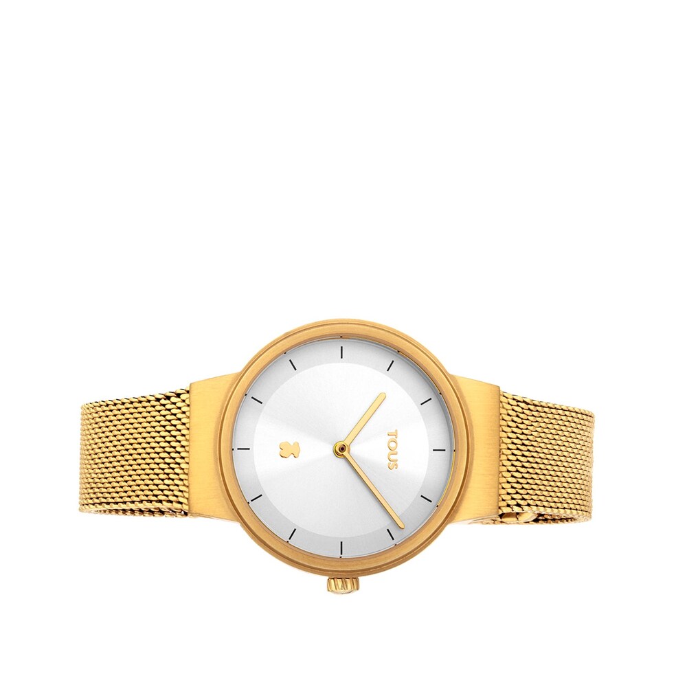 Gold-colored IP steel Rond Mesh Watch image number 1