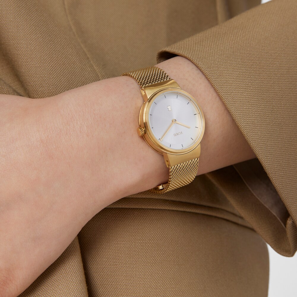 Gold-colored IP steel Rond Mesh Watch image number 4