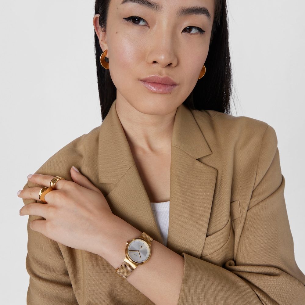 Gold-colored IP steel Rond Mesh Watch image number 5