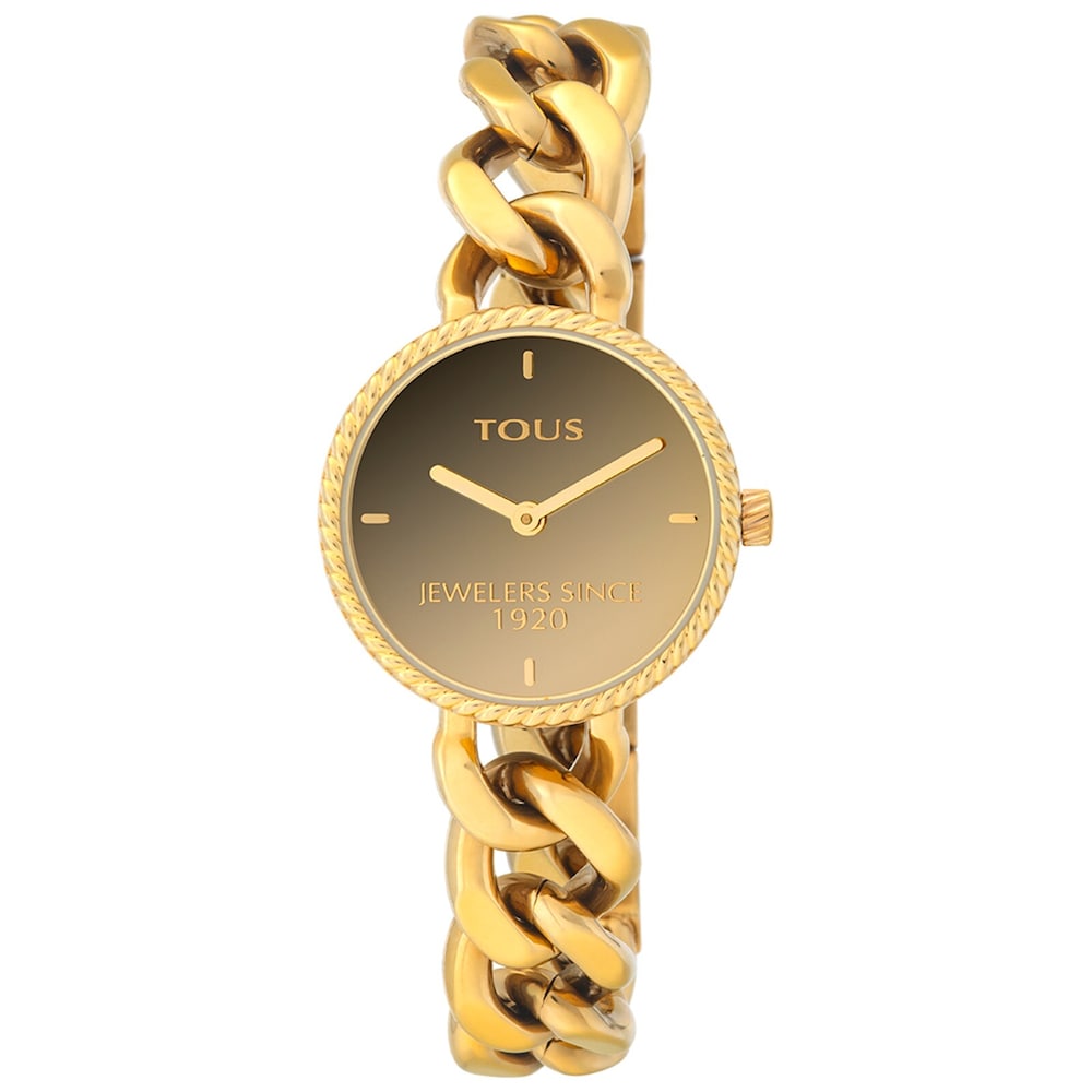 Reloj anal&oacute;gico Minne de acero IP dorado