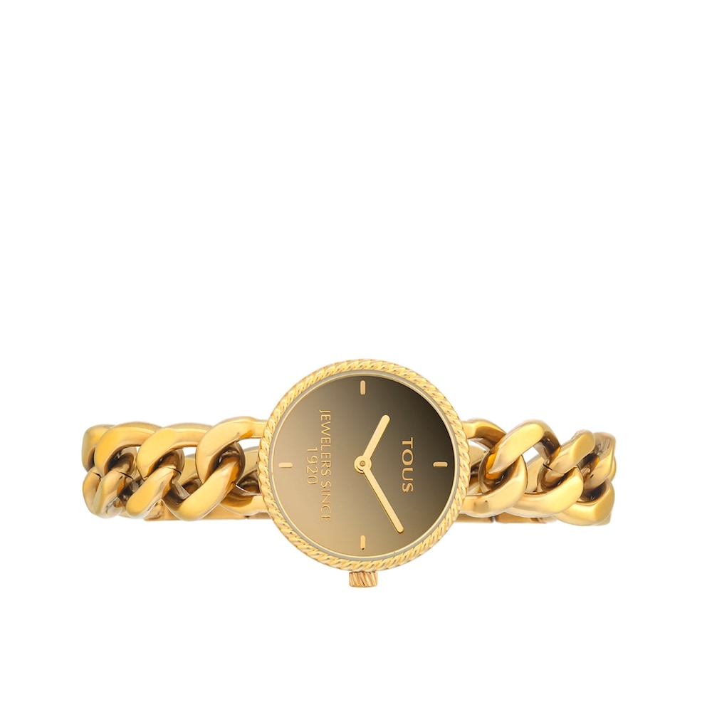 Reloj anal&oacute;gico Minne de acero IP dorado