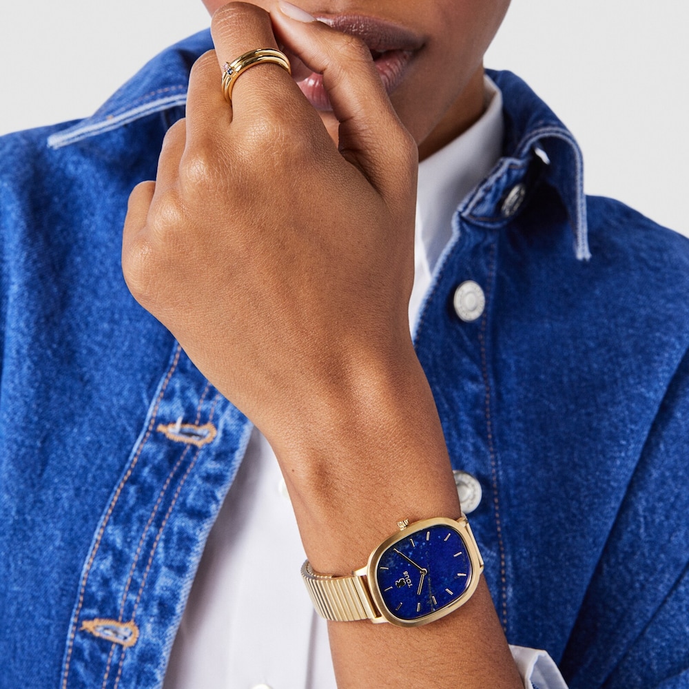 Uhr Heritage Gems aus goldfarbenem IP-Stahl mit Zifferblatt aus Lapislazuli