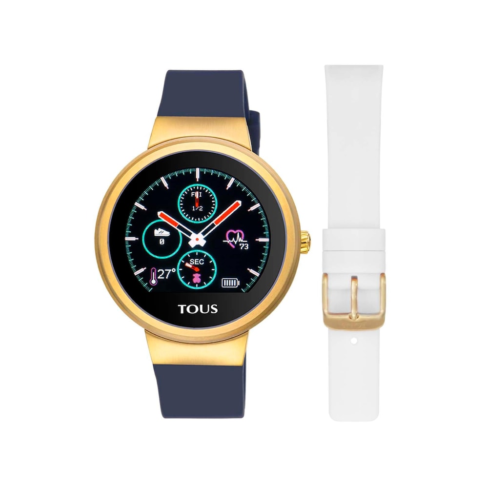 Reloj smartwatch activity Rond Touch de acero IP dorado con correa de silicona intercambiable