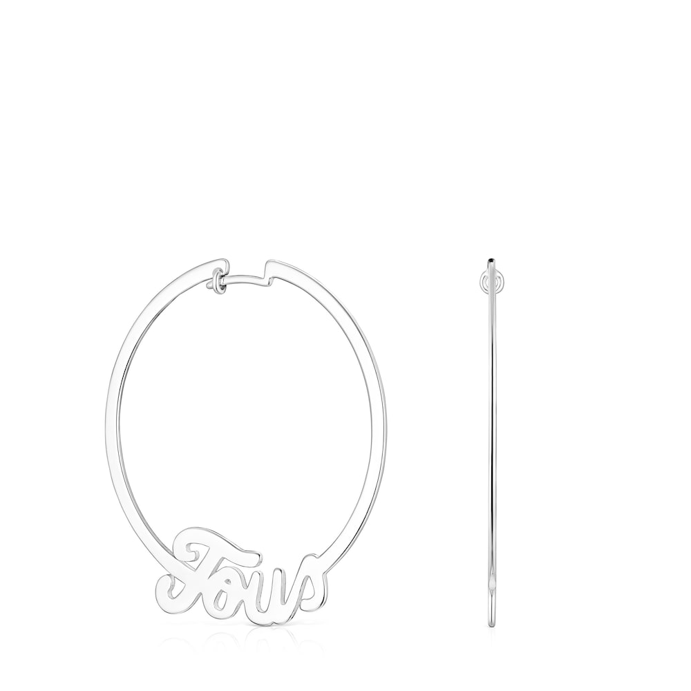 Silver TOUS Logo Earrings