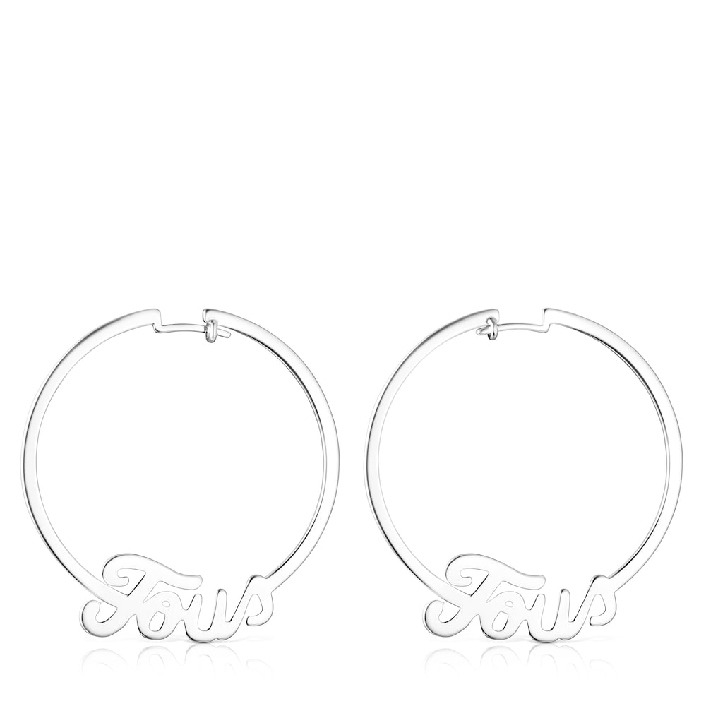 Silver TOUS Logo Earrings