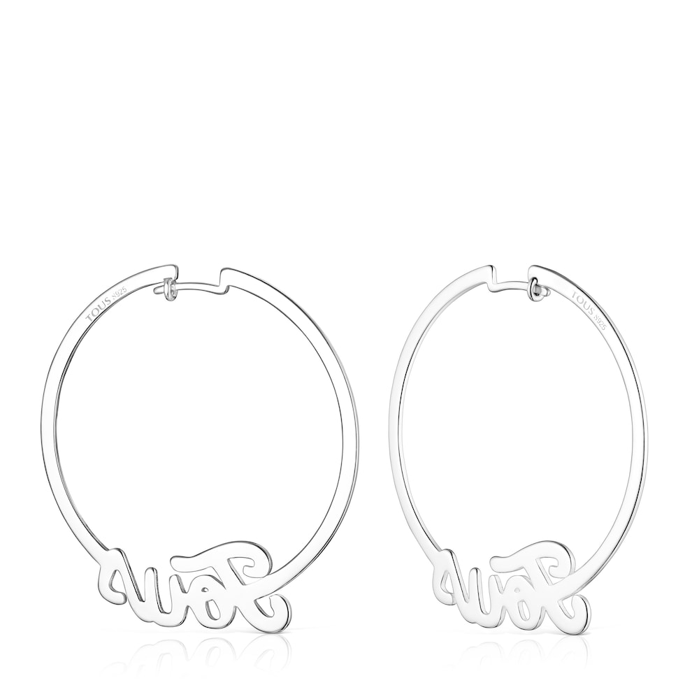 Silver TOUS Logo Earrings
