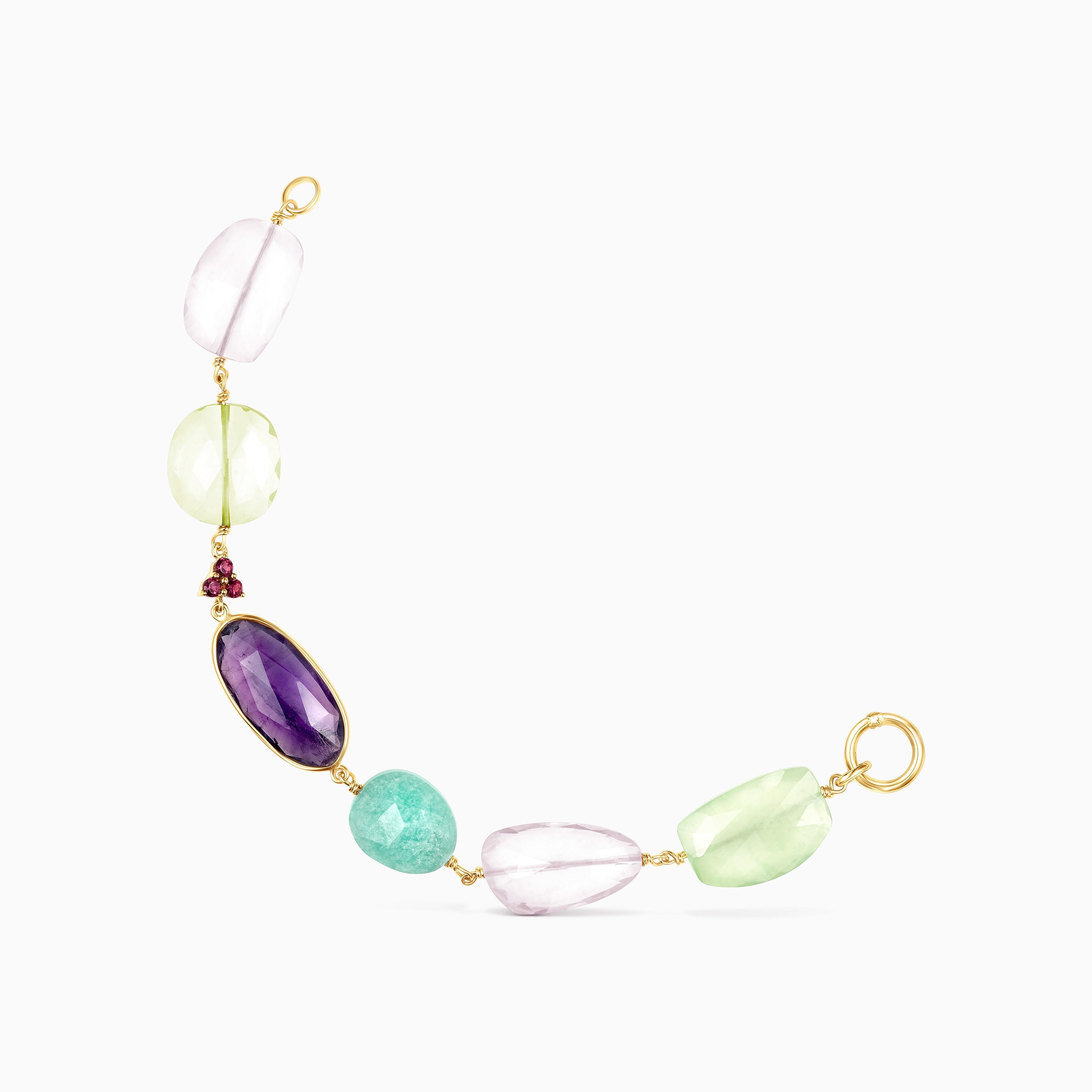 18K Solid Gold Luz Bracelet with Gemstones