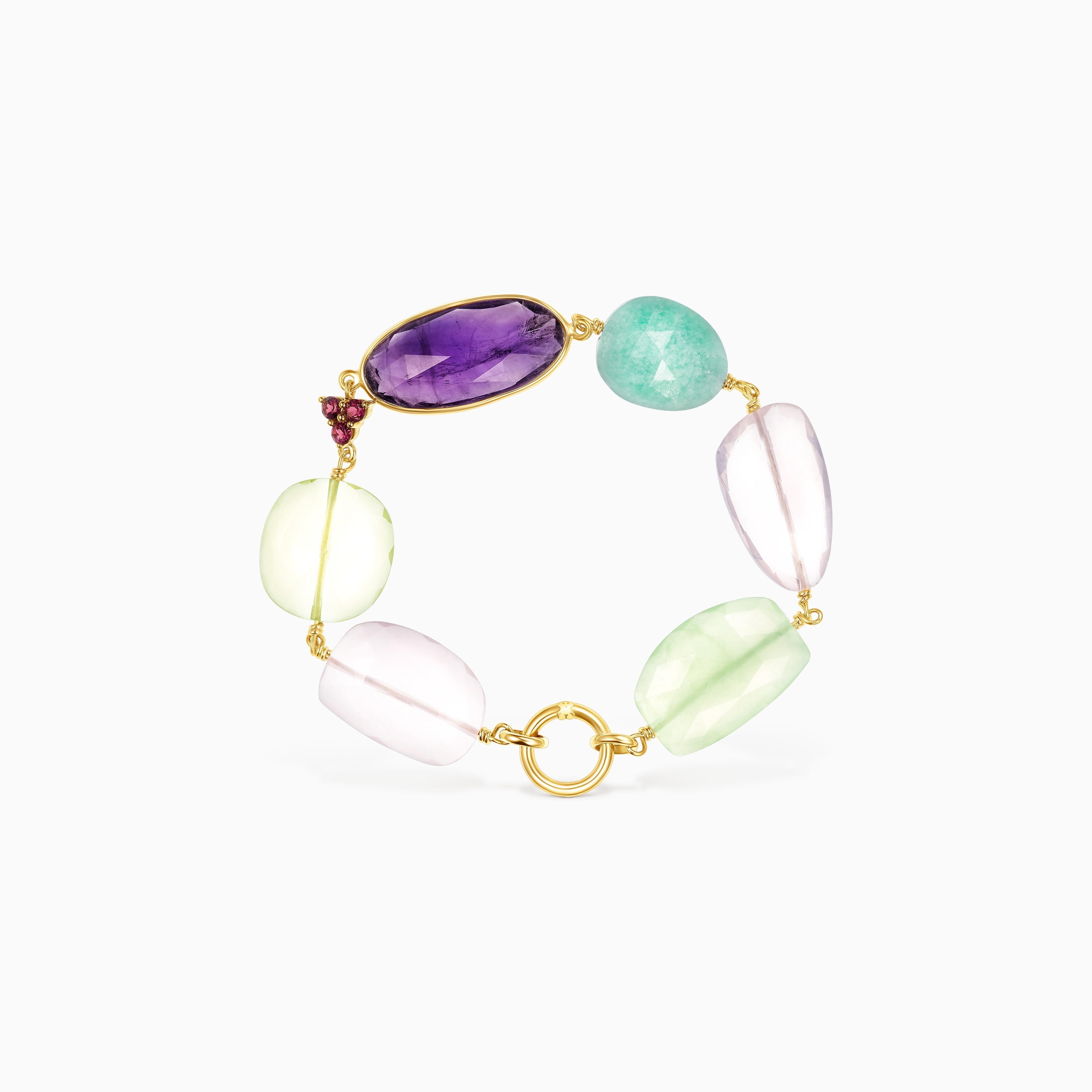 18K Solid Gold Luz Bracelet with Gemstones