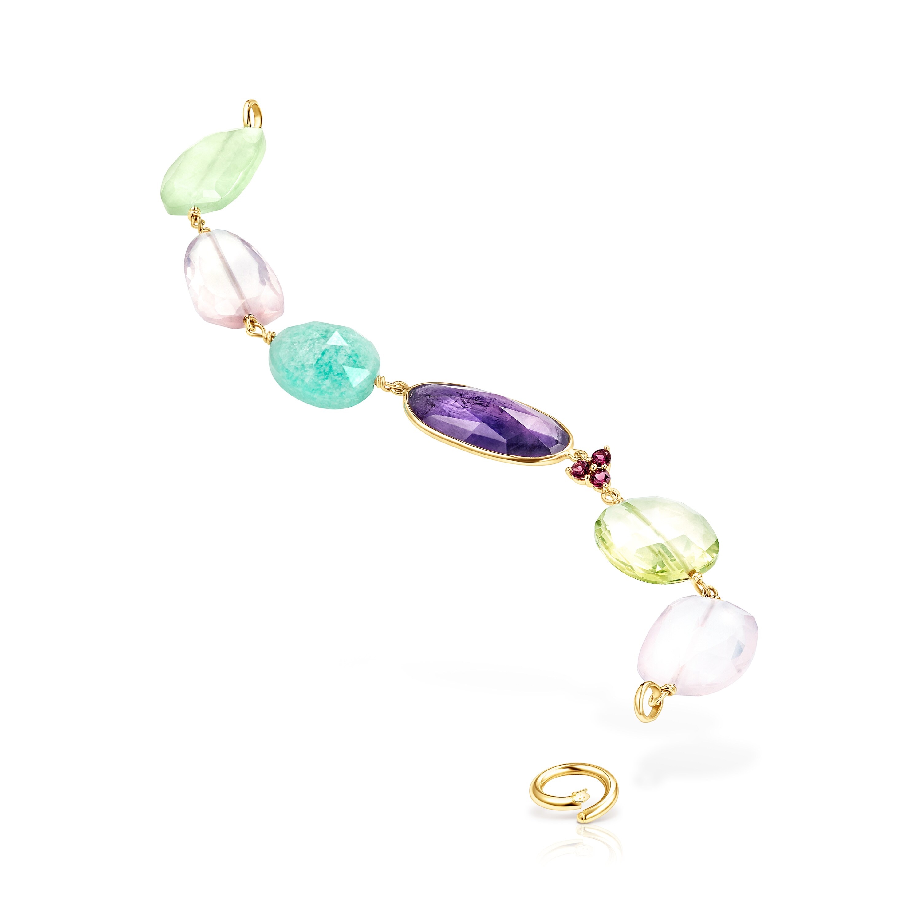 18K Solid Gold Luz Bracelet with Gemstones