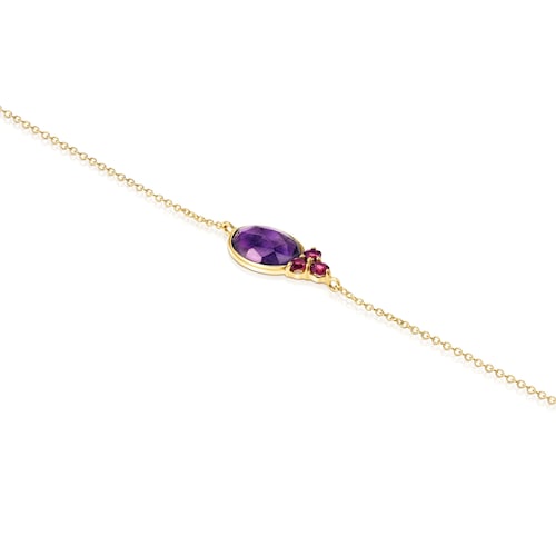 Gold Luz Bracelet with Amethyst and Rhodolite
