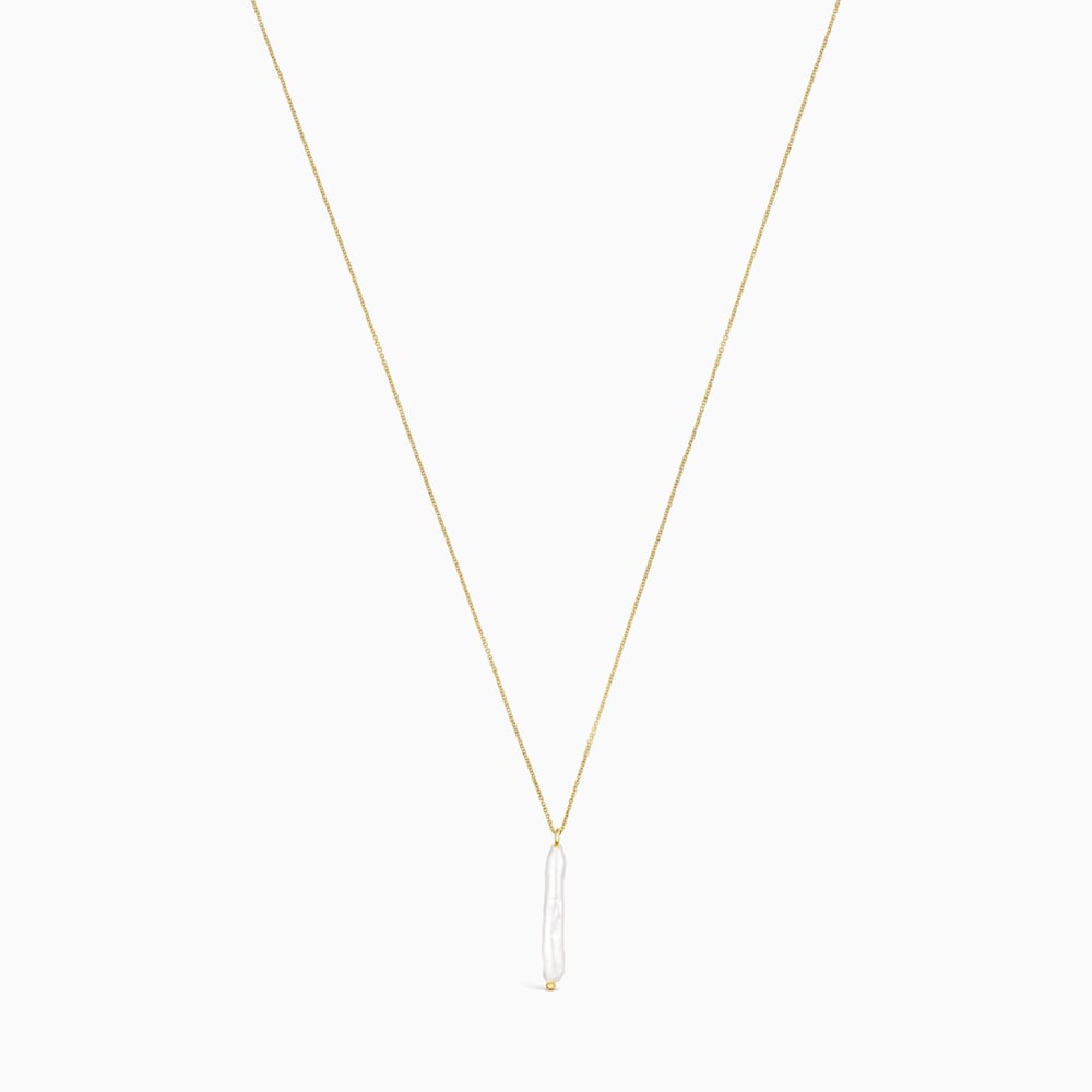 18K Solid Gold Luz Necklace with Pearl