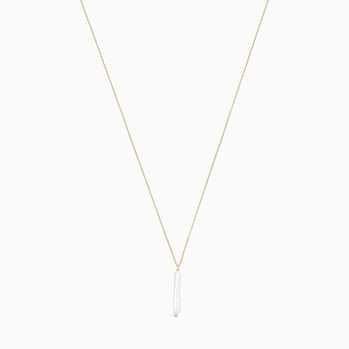 18K Solid Gold Luz Necklace with Pearl