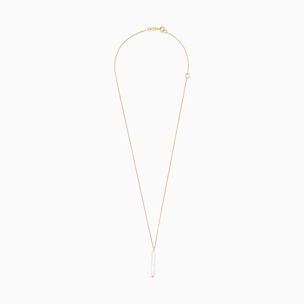 18K Solid Gold Luz Necklace with Pearl